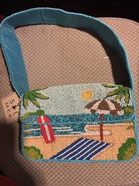 sol mer beaded  beach scene bag